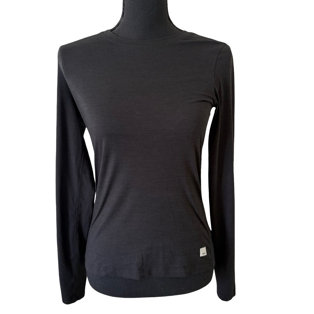 Vuori Womens Black Crew Neck Long Sleeve Featherweight Tee Small S